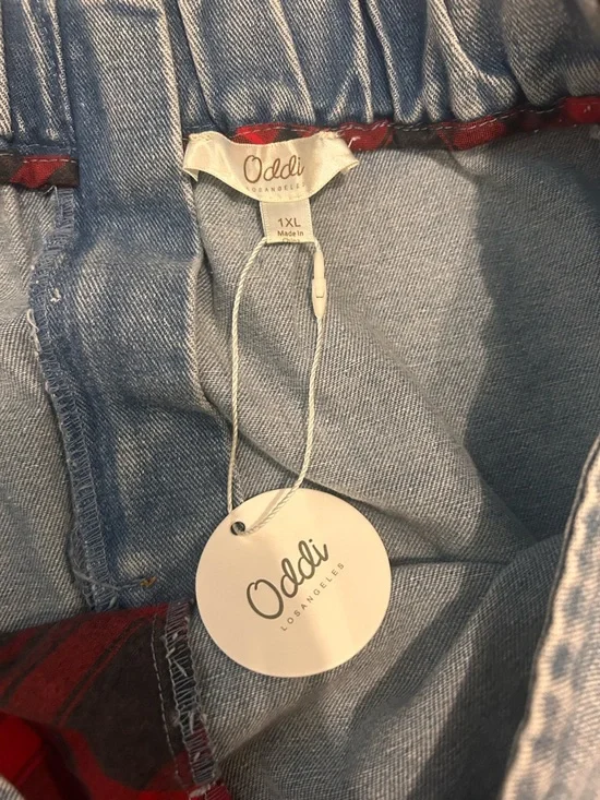 Denim & Plaid Patch Skirt - Picture 2 of 4